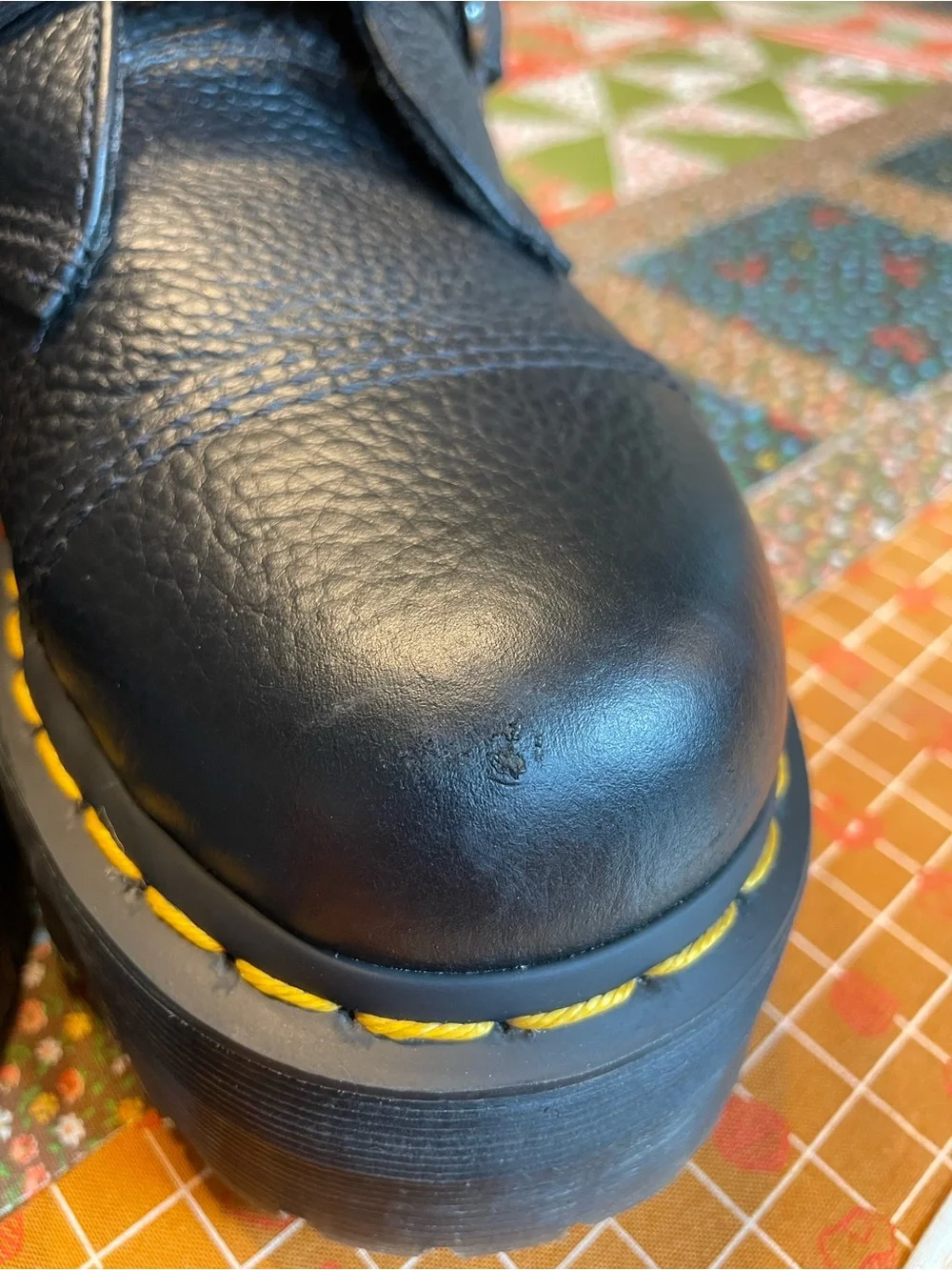 Dr. Martens Devon Flower Buckle Leather Platform Boots Size US 11 / EU 43